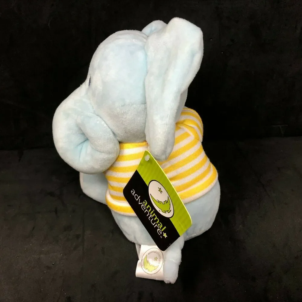 Animal‎ Adventure Blue Elephant Yellow White Striped Shirt Plush Lovey 8